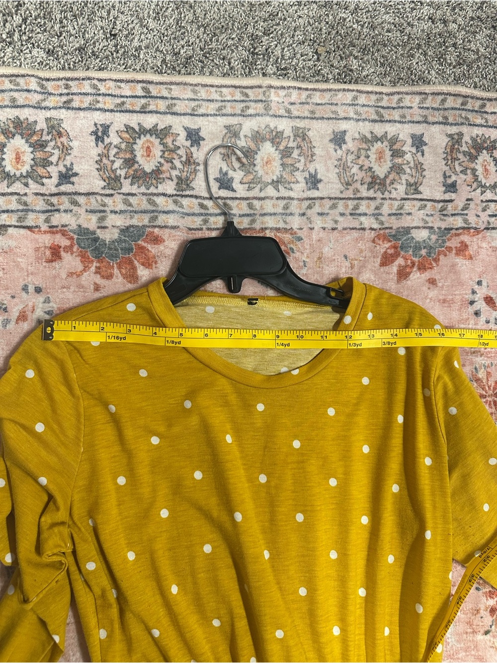 Mustard Polka Dot Midi Long Sleeve Dress - Picture 8 of 9